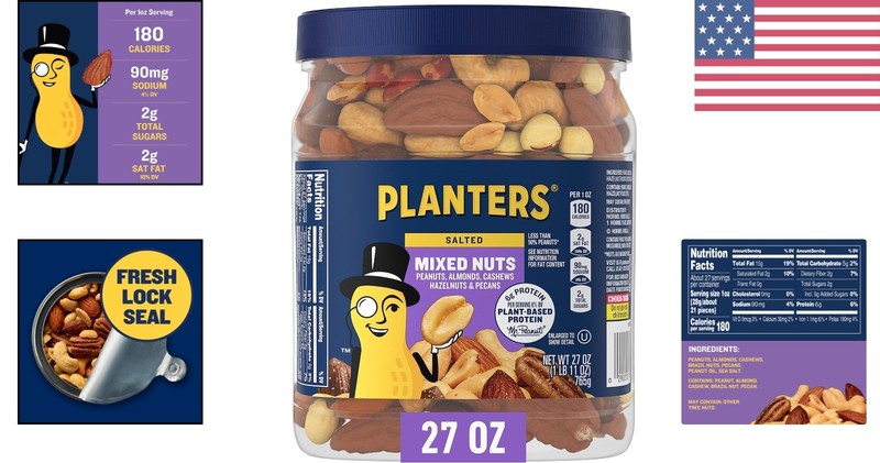 Delicious 27 oz Resealable Jar of Kosher Salted Mixed Nuts - Protein Packed gallery