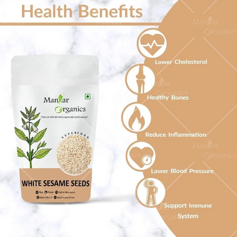 ManHar Organics White Sesame Seeds 1000gm gallery