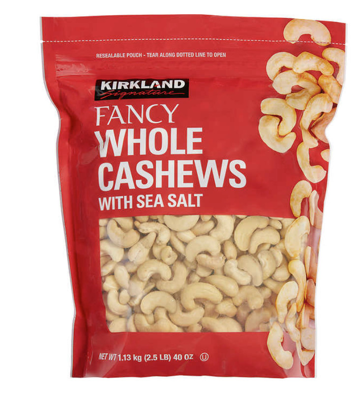 Kirkland Signature Fancy Whole Cashews, 2.5 lbs Dry Fruits Nuts Healthy Snack
