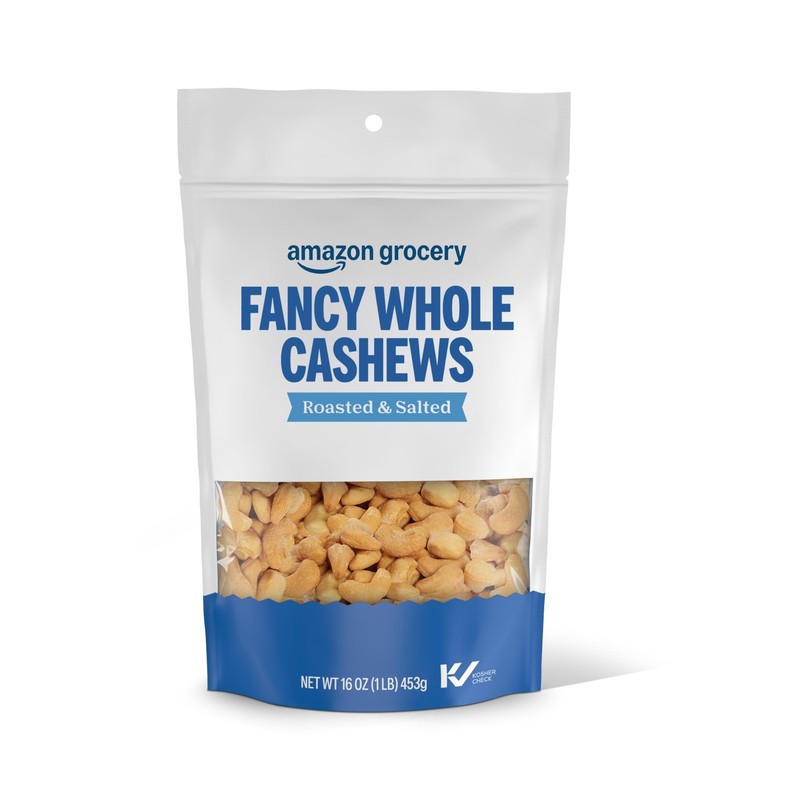 , Fancy Whole Cashews, Roasted & Salted, 16 Oz (Previously Happy Belly, Packa...