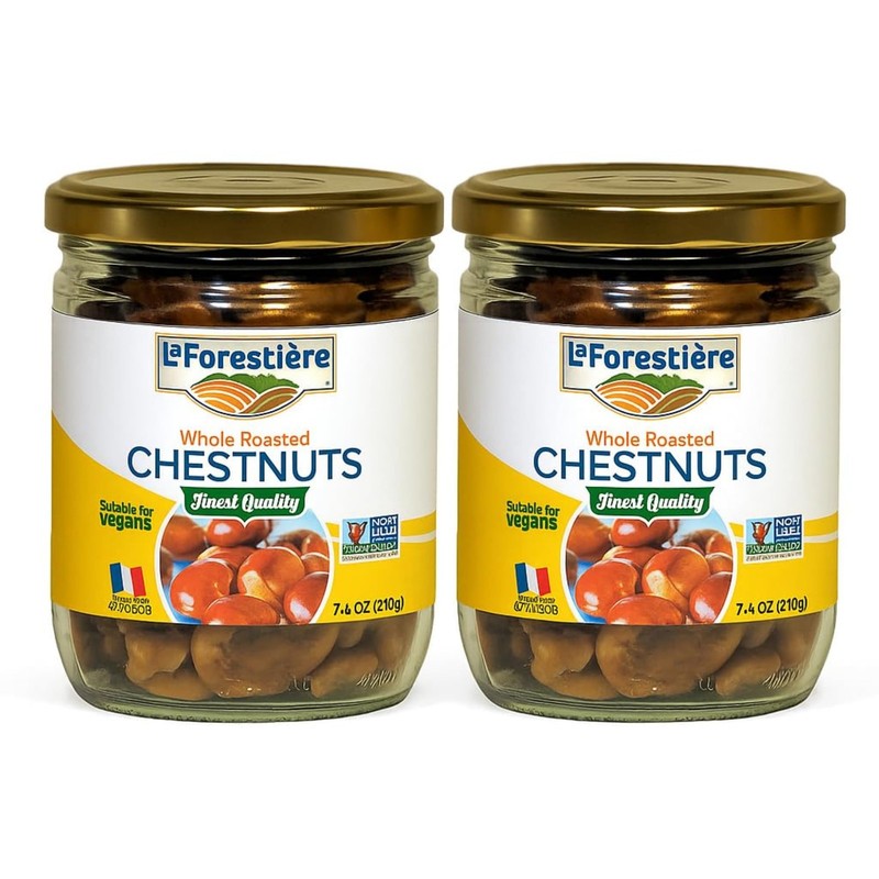 La Forestière Whole Roasted Chestnuts, Ready-to-Eat Snack, Pack of 2 (7.4 oz)