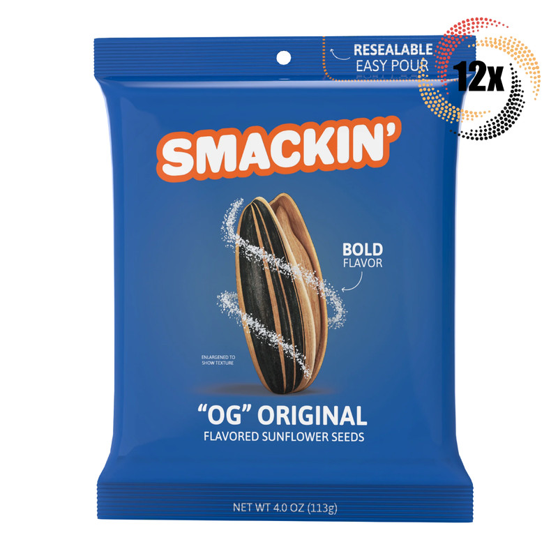 12x Bags Smackin’ “OG” Original Flavor Jumbo Sunflower Seeds | 4oz | Small Batch