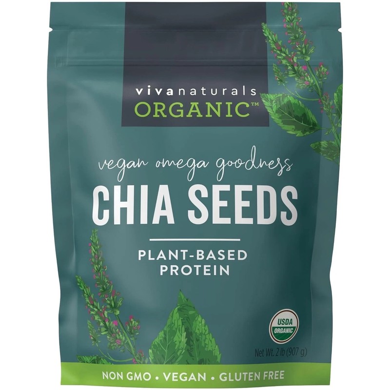 Organic Chia Seeds 2 LBs Non-GMO Plant-Based Omega-3 Vegan Protein Superfood
