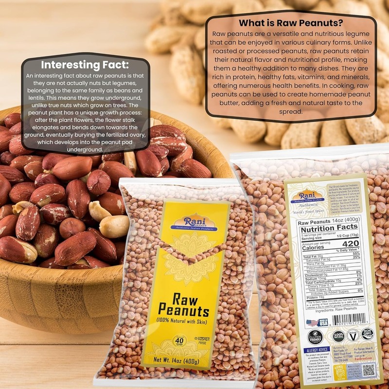 Rani All-Natural Raw Whole Skin Peanuts 14oz | , Kosher & Gluten Friendly gallery
