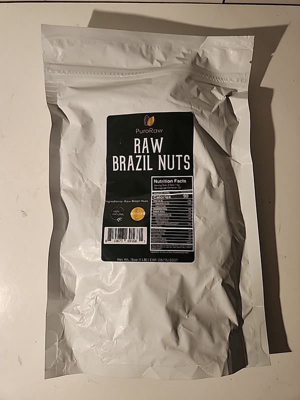 PURORAW Raw Brazil Nuts 1 lb. Exp. 8-15-2027
