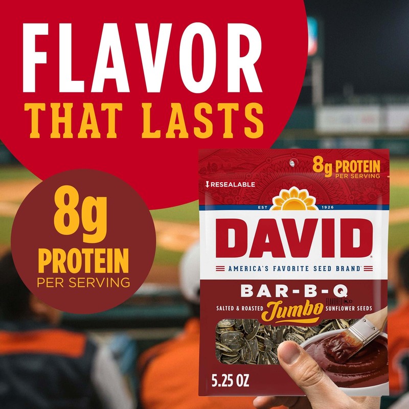 DAVID SEEDS Roasted and Salted Bar-B-Q Jumbo 5.25 Ounce (Pack of 12) gallery