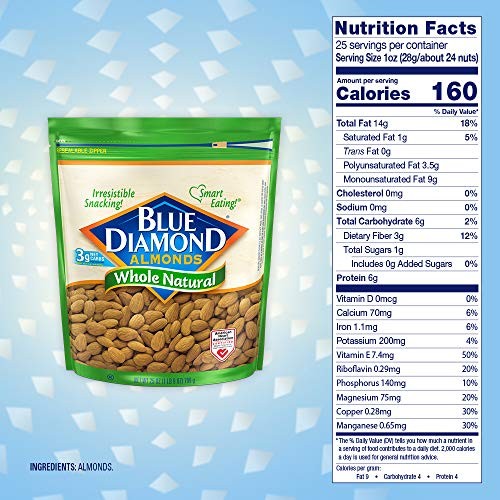 Blue Diamond Whole Natural Raw Almonds 25 Ounce Resealable Snack Bag gallery