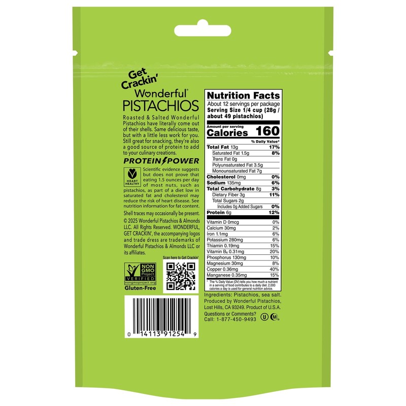 Wonderful Pistachios No Shells Roasted & Salted Nuts, 12 Ounce Bag gallery