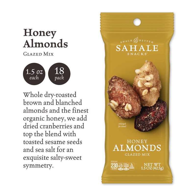 Honey Almonds Glazed Mix, 1.5 oz Grab & Go Bags (18 Packs) - Dry-Roasted Delu... gallery