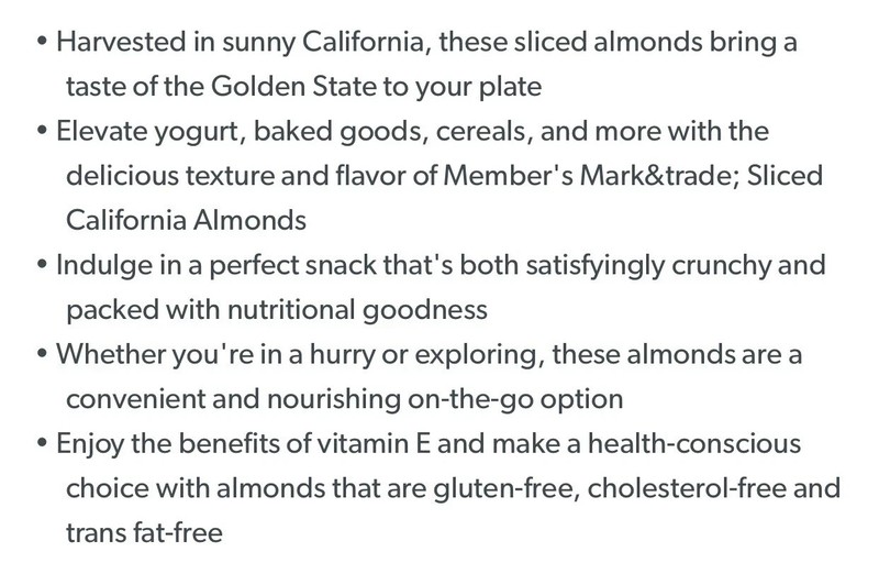 2 PACK - Member's Mark Sliced Almonds, Nutrient-Rich Profile 2 lb (Total 4 lbs) gallery