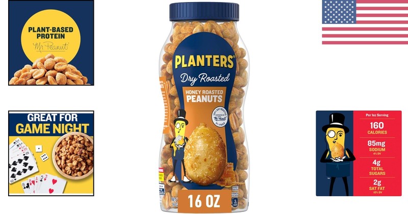 Crunchy Honey Roasted Peanuts - 16oz Resealable Jar, Perfect for Parties gallery