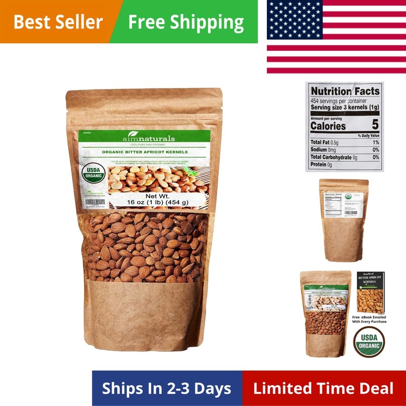 Bitter Apricot Kernels Organic Raw 1LB - USDA Organic Certified – Product of ...
