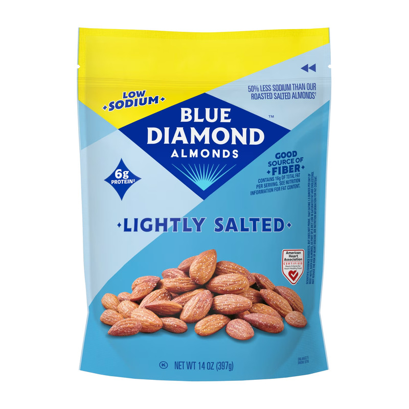 Blue Diamond Almonds, Lightly Salted Low Sodium Snack 14 oz Free Shipping