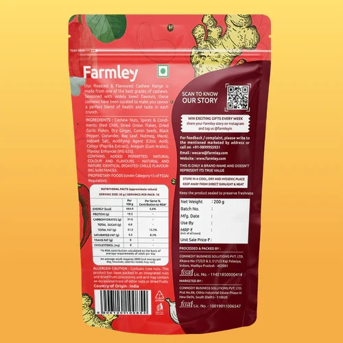 Farmley Thai Chilli Flavoured Cashew Roasted 150G - FREE DELIVERY 7-10 DAYS gallery
