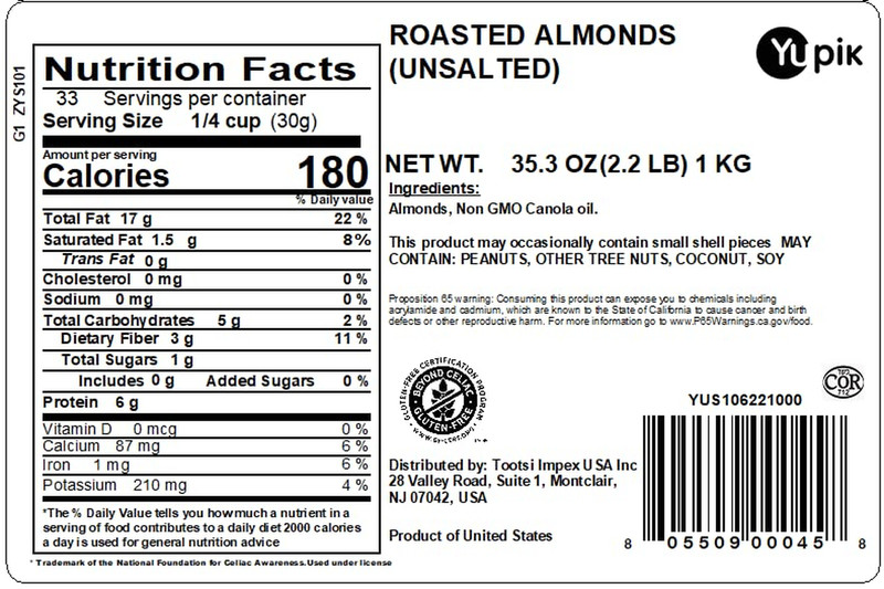 Roasted Unsalted Almonds, 2.2 Lb (35.2 Oz), Gluten-Free, Kosher, Vegan, Whole Nu gallery