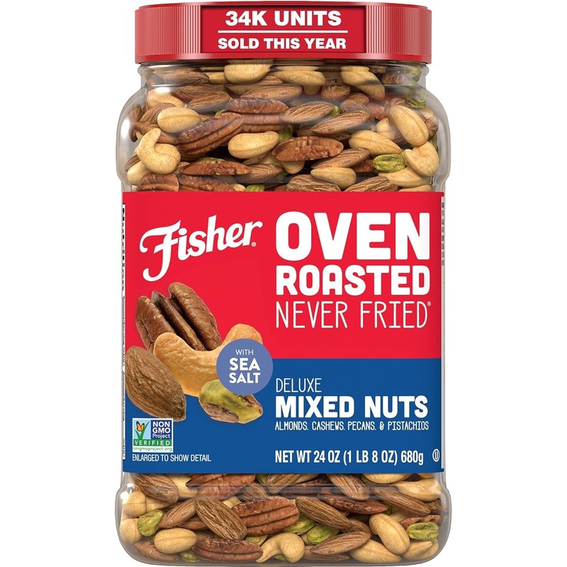 Fisher Oven Roasted Never Fried Deluxe Mixed Nuts, 24 Ounces (Pack of 1)...