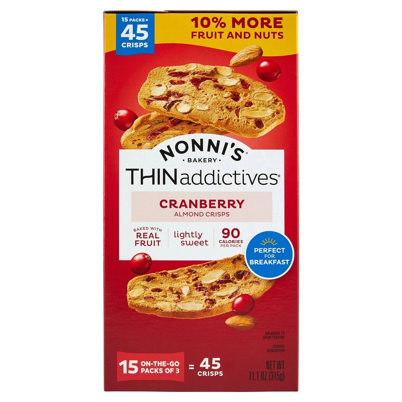 3 Pack - Nonni's THINaddictives Cranberry Almond Crisps 15 pk. gallery