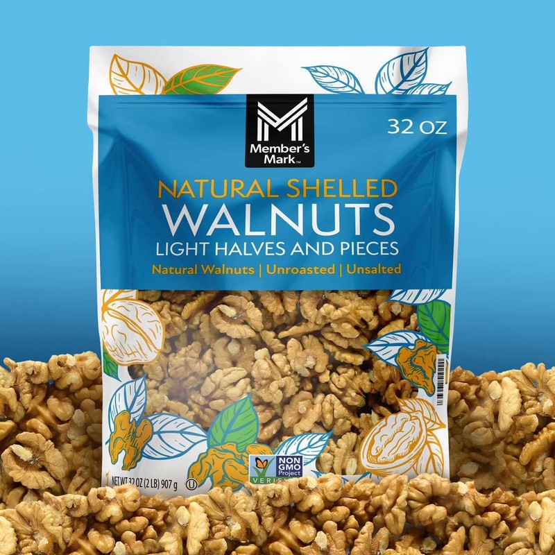 Member Marks Natural Shelled Walnuts - Light Halves & Pieces, 32 oz Resealable gallery