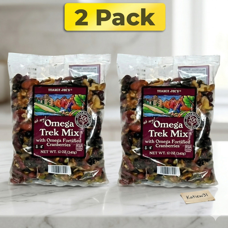2 Pk Trader Joe’s Omega Trek Mix *Dried Cranberry Roasted Nut Blend 12 oz ea.