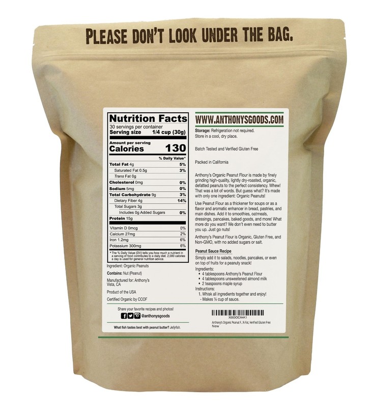 Organic Defatted Peanut Flour - 2 lb Light Roast, Gluten Free, High Protein gallery