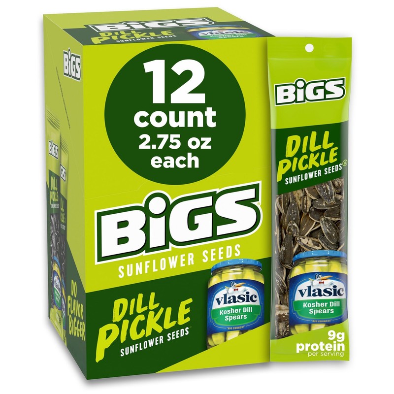 BIGS Sunflower Seeds, Vlasic Dill Pickle Flavor, 2.75 Ounce (Pack of 12)