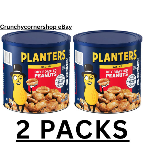 2 PACK – Planters Dry Roasted Salted Peanuts Can 52 oz (Total 104 oz) FREE SHIP!