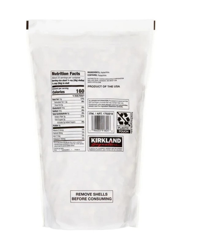 Kirkland Unsalted In-Shell Pistachios 3 lb Fresh Premium Nuts Bulk Bag gallery