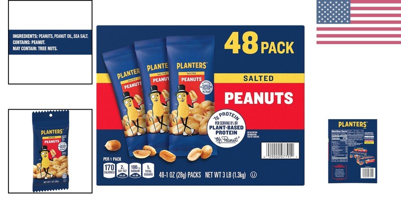 Luxury Salted Peanuts – 48 Individual Snack Packs Filled with Protein & Flavor gallery