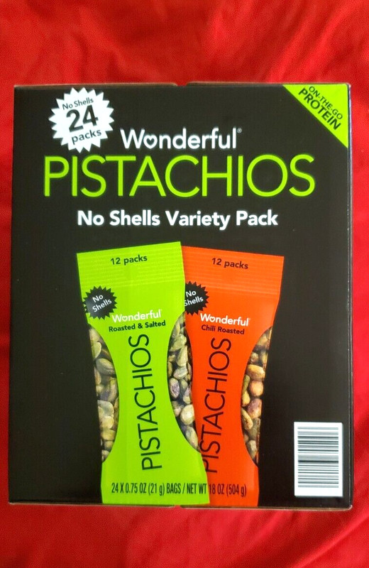 WONDERFUL PISTACHIOS NO-SHELL VARIETY PACK, 0.75 OZ, 24-COUNT