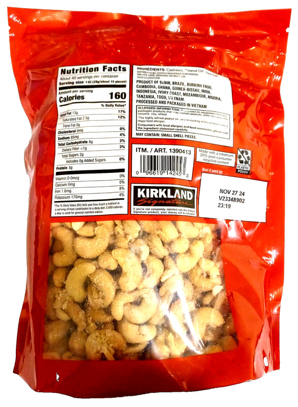 Kirkland Signature Fancy Whole Cashews With Sea Salt 2.5 lb (2.5 lb) EXP 05/2025 gallery