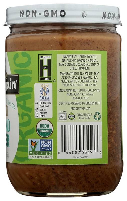 Organic Crunchy Almond Butter 16oz Lightly Toasted Salt Free Unsweetened USDA gallery