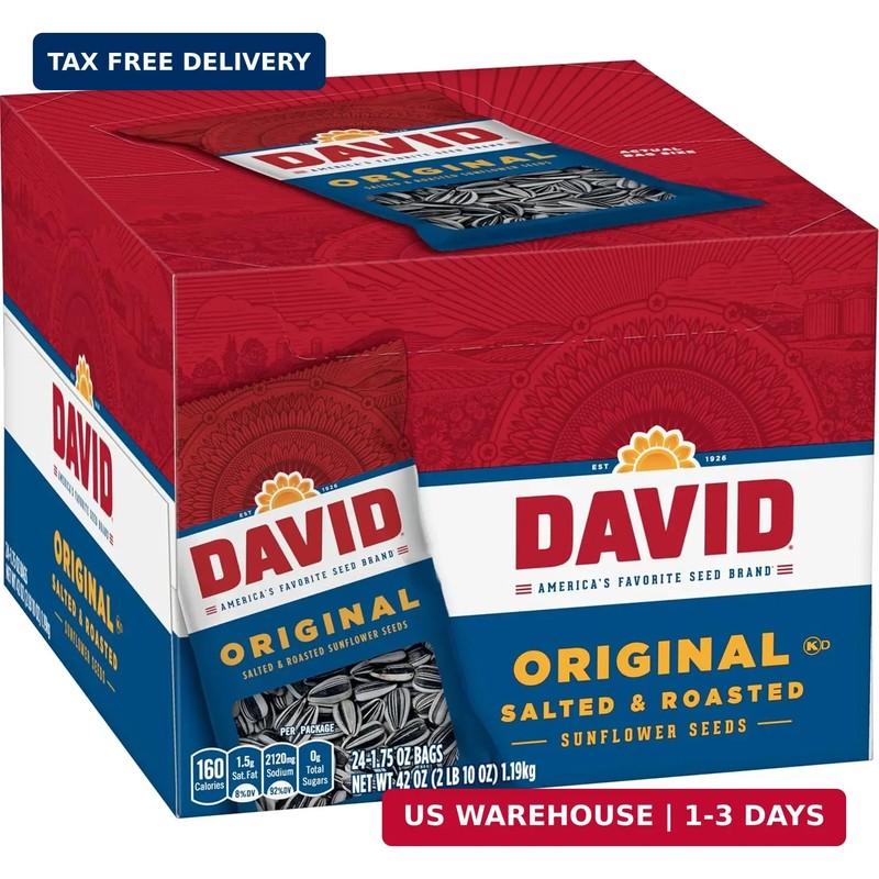 DAVID Sunflower Seeds, Original Flavor, Father's Day Baseball Snack for Dad, 1.7 gallery