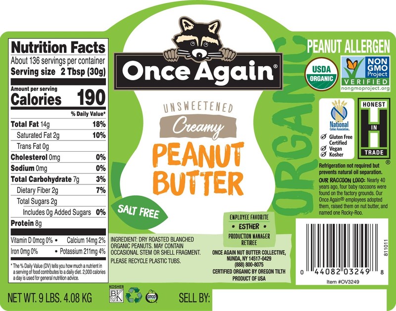 Organic Creamy Peanut Butter 9lb Bucket Salt Free Unsweetened Vegan Kosher gallery