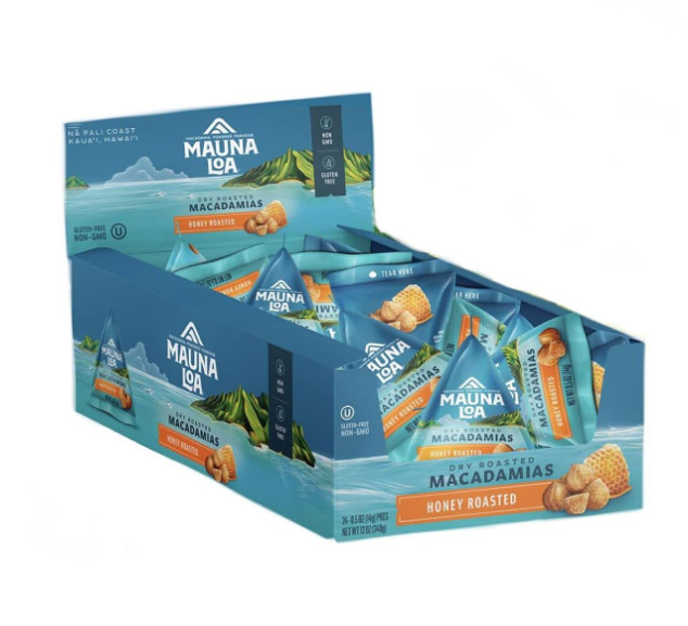 HAWAII MAUNA LOA Macadamias Nuts HONEY ROASTED BOX (0.5oz x 24 pack)