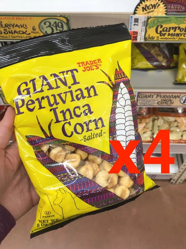 4 Pack Trader Joe’s Giant Peruvian Inca Corn Salted Natural Snack 8 oz Each Pack
