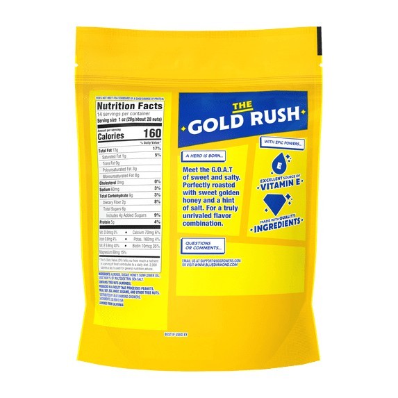 Blue Diamond Honey Roasted Almonds 14 oz Sweet & Salty Snack Nuts Resealable Bag gallery