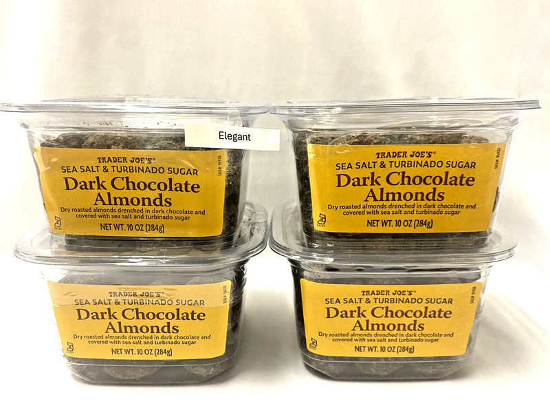 4 Packs Trader Joe's Sea Salt & Turbinado Sugar Dark Chocolate Almonds 10 oz X 4