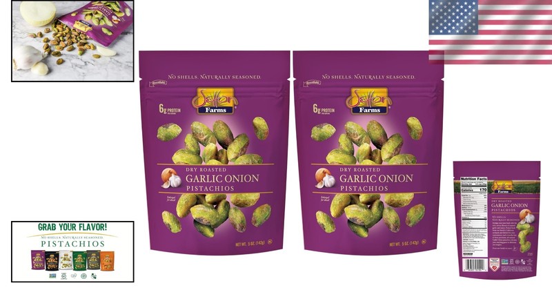 Savory No Shell Garlic Onion Pistachios, & Gluten-Free (5 oz, Pack of 2) gallery