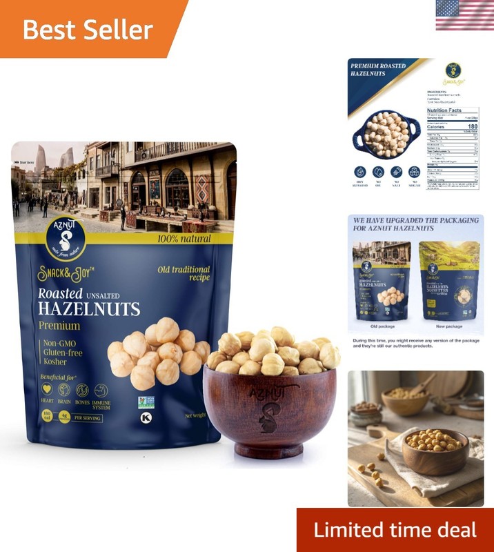 Roasted Hazelnuts – Non-GMO, Kosher & Gluten-Free, 16 oz Resealable Bag