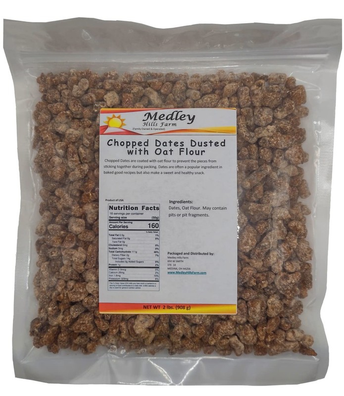 Medley Hills Farm Chopped Dates Dusted with Oat Flour | 2 Pound (Pack of 1)