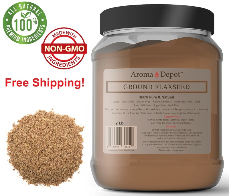 2lb. GROUND Brown Flax Seed Omega-3 Non-GMO Linaza Raw Flaxseed POWDER JAR