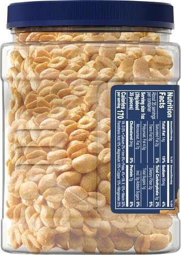 PLANTERS Salted Cocktail Peanuts, Party Snacks, Plant-Based Protein, 2.19 lb Jar gallery