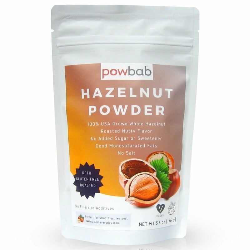 powbab Hazelnut Powder – 100% USA Grown Hazelnuts, Roasted Meal Flour (5.5 oz)