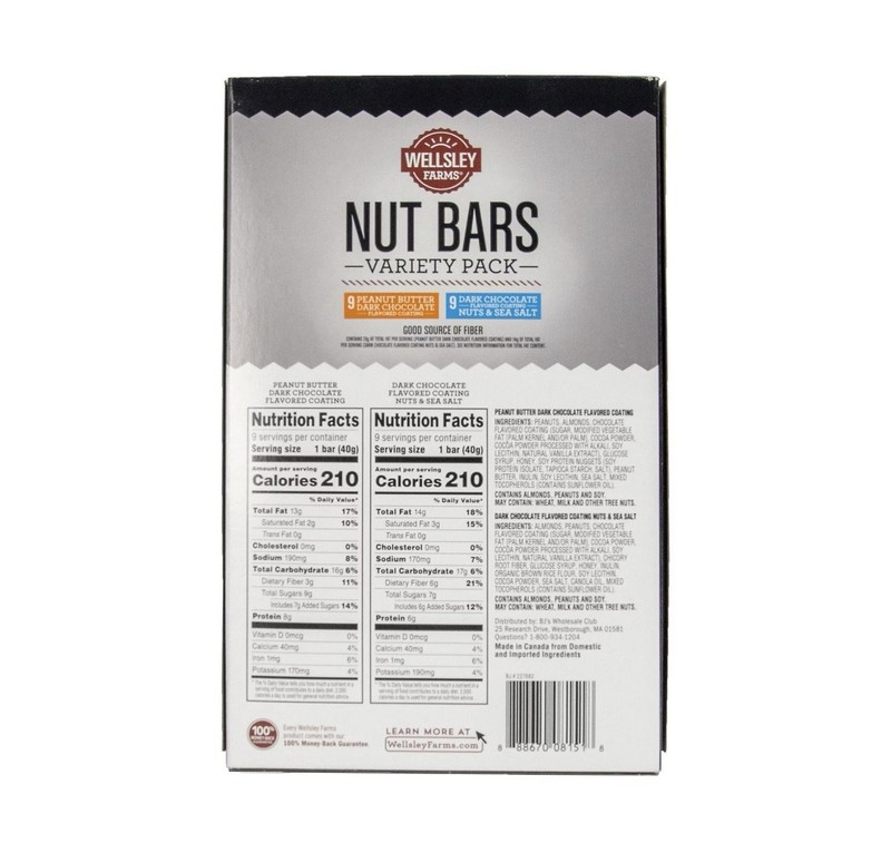 Wellsley Farms Nut Bar Variety Pack, 6-8g Protein, 18 pk. gallery