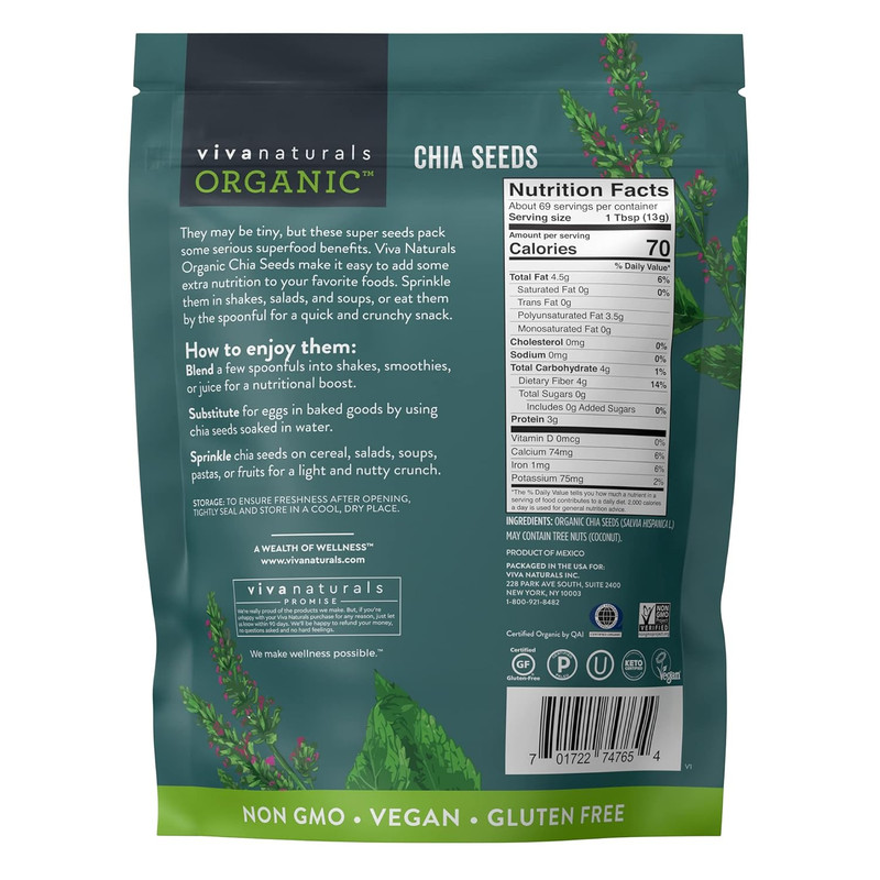 Organic Chia Seeds, 2 Lb, 32 Oz – Plant-Based Omega-3 and Vegan Protein, Gluten gallery