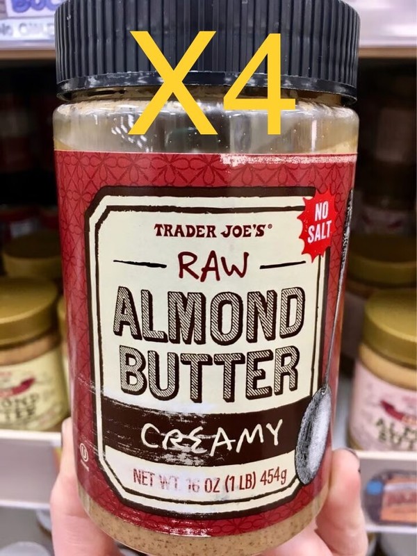 4 Pack Trader Joe’s Almond Butter Creamy Raw Unsalted No Salt 16 OZ Each