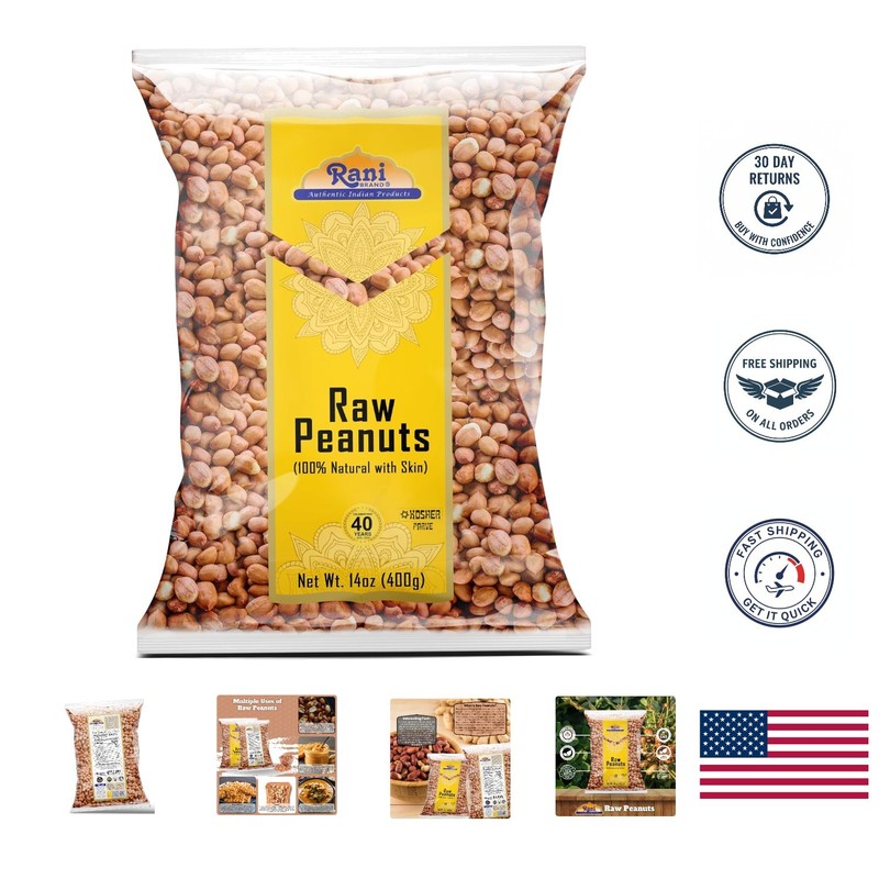 Rani All-Natural Raw Whole Skin Peanuts 14oz | , Kosher & Gluten Friendly