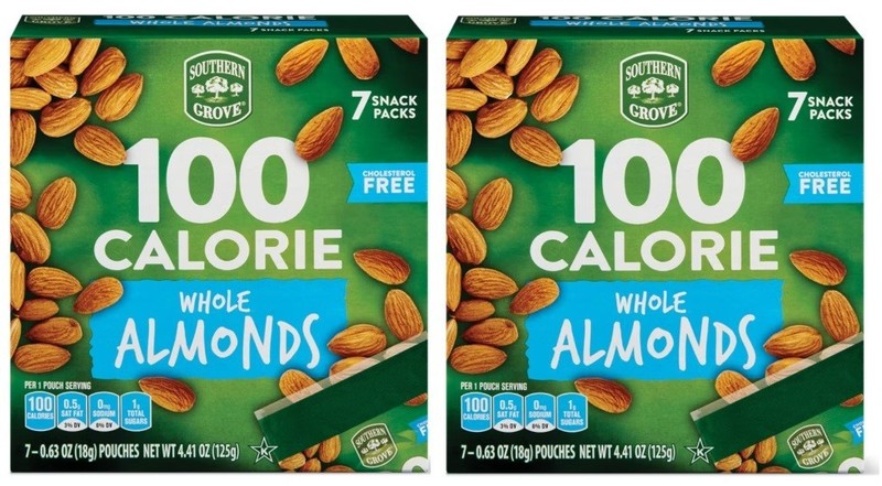 Southern Grove Whole Almonds 100 Calorie Packs , 7 Count (2 Boxes)