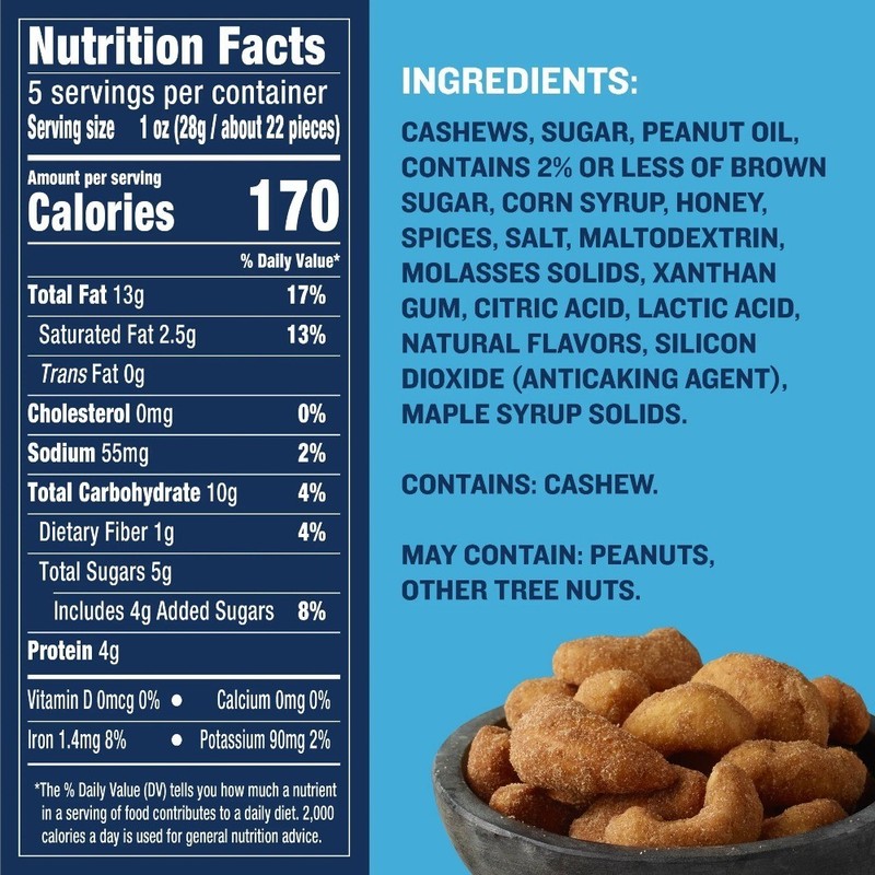 Roasted Cinnamon Brown Sugar Cashews Plant Based Protein Snack 5 oz 4 Pack gallery