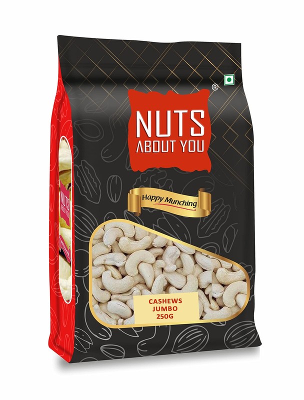 Nuts About You Cashews Jumbo 250g | W240 Grade Kaju Natural Crunchy Dry Fruits